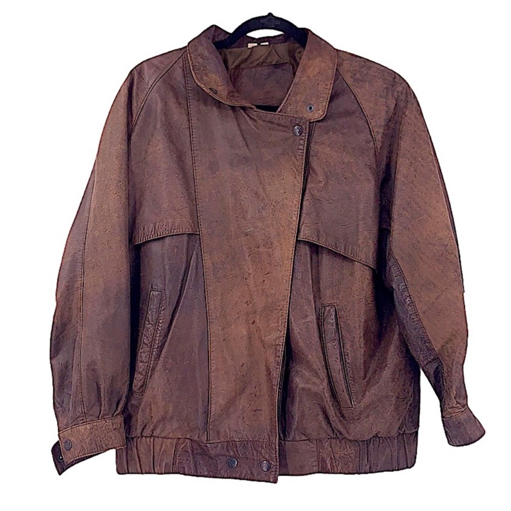 Oversized Vintage Express Leather Jacket